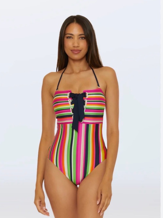 Trina Turk Other - Trina Turk Striped Multicolor One-Piece Swimsuit with Halter Tie or Bandeau